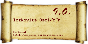 Iczkovits Oszlár névjegykártya